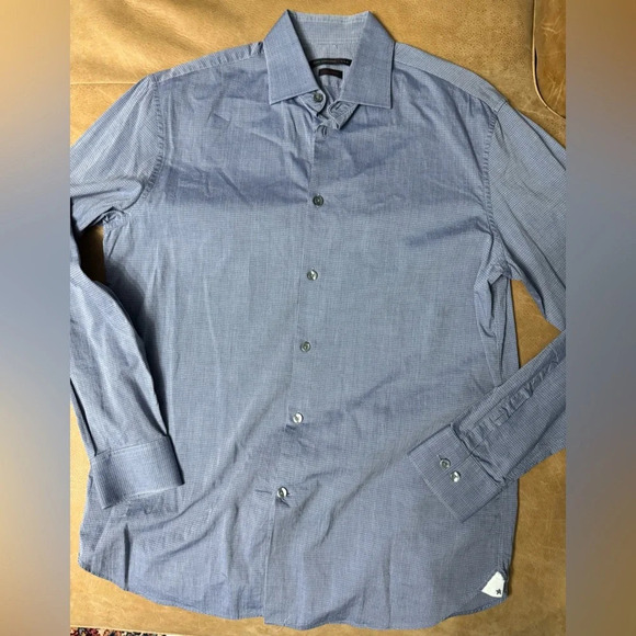 John Varvatos USA Button Down Blue Long Sleeve Shirt Men’s Size 15.5 34/35 - Picture 2 of 7